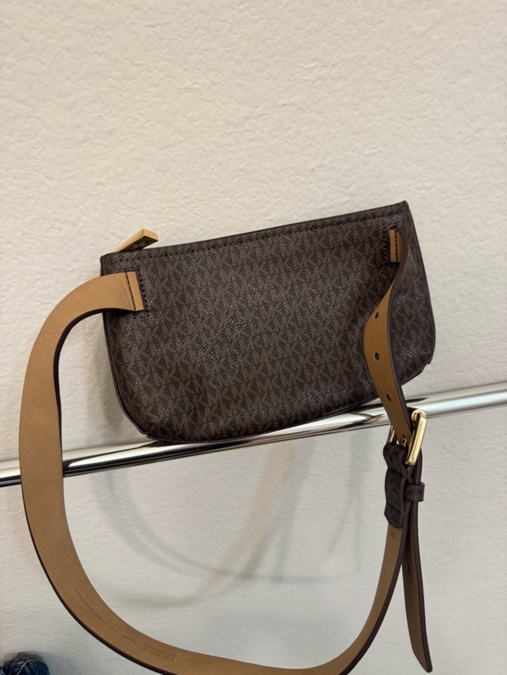 Michael Kors Brown and Tan Signature Stripe Waist Bag- Never Used! S/M - Picture 7 of 8